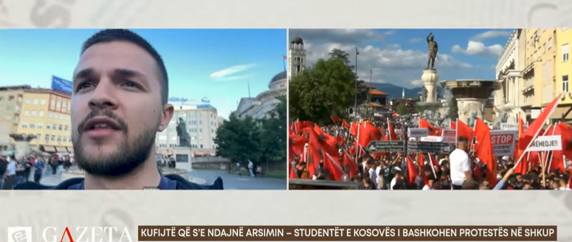 Studentët shqiptarë protestojnë në Shkup për përdorimin e gjuhës shqipe në provime