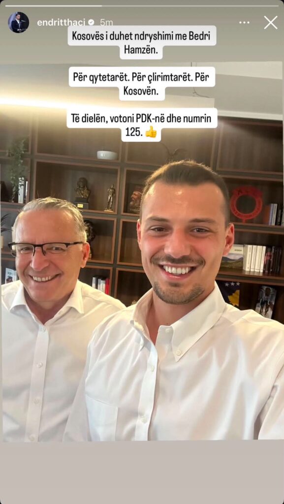 Thirrja e Endrit Thaçit për ndryshim me PDK-në dhe Bedri Hamzën