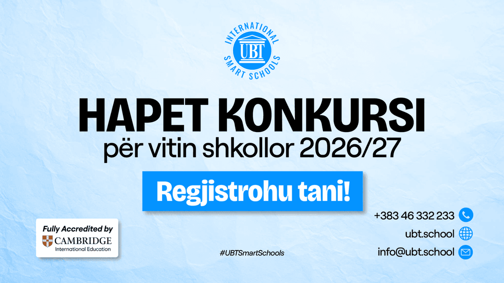 Konkursi i UBT International Smart Schools për regjistrimet 2026/2027: Arsimi i së ardhmes tashmë i hapur