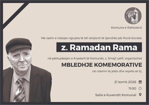 Rahoveci nderon jetën dhe veprën e Ramadan Ramës, humanisti i përkushtuar