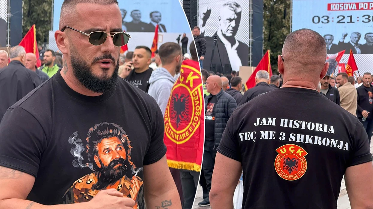 Gold AG iu bashkua “Marshit për Liri” në Prishtinë duke shfaqur mbështetje të hapur për ish-krerët e UÇK-së me një bluzë patriotike me imazhin e Adem Jasharit.