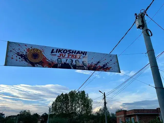 Banerët me figurat e Thaçit, Veselit, Selimit dhe Krasniqit janë vendosur në Likoshan para verdiktit të 16 shtatorit.