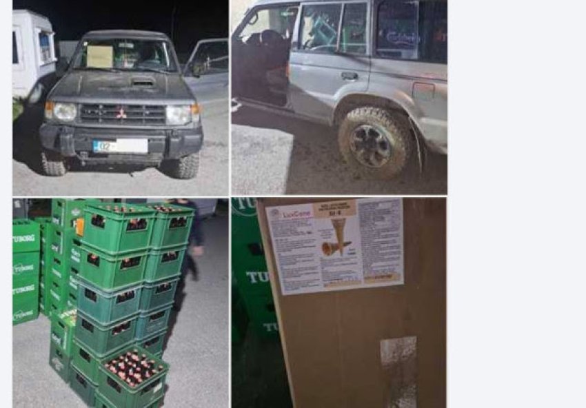 Policia e Kosovës arreston shoferin P.S. në Leposaviq gjatë ndalimit të kontrabandës me mallra alkoolike.