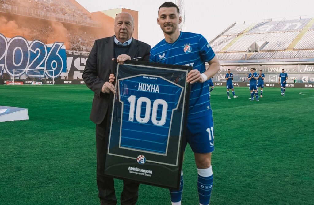 Arbër Hoxha feston 100 paraqitje dhe fiton titullin kampion me Dinamon e Zagrebit