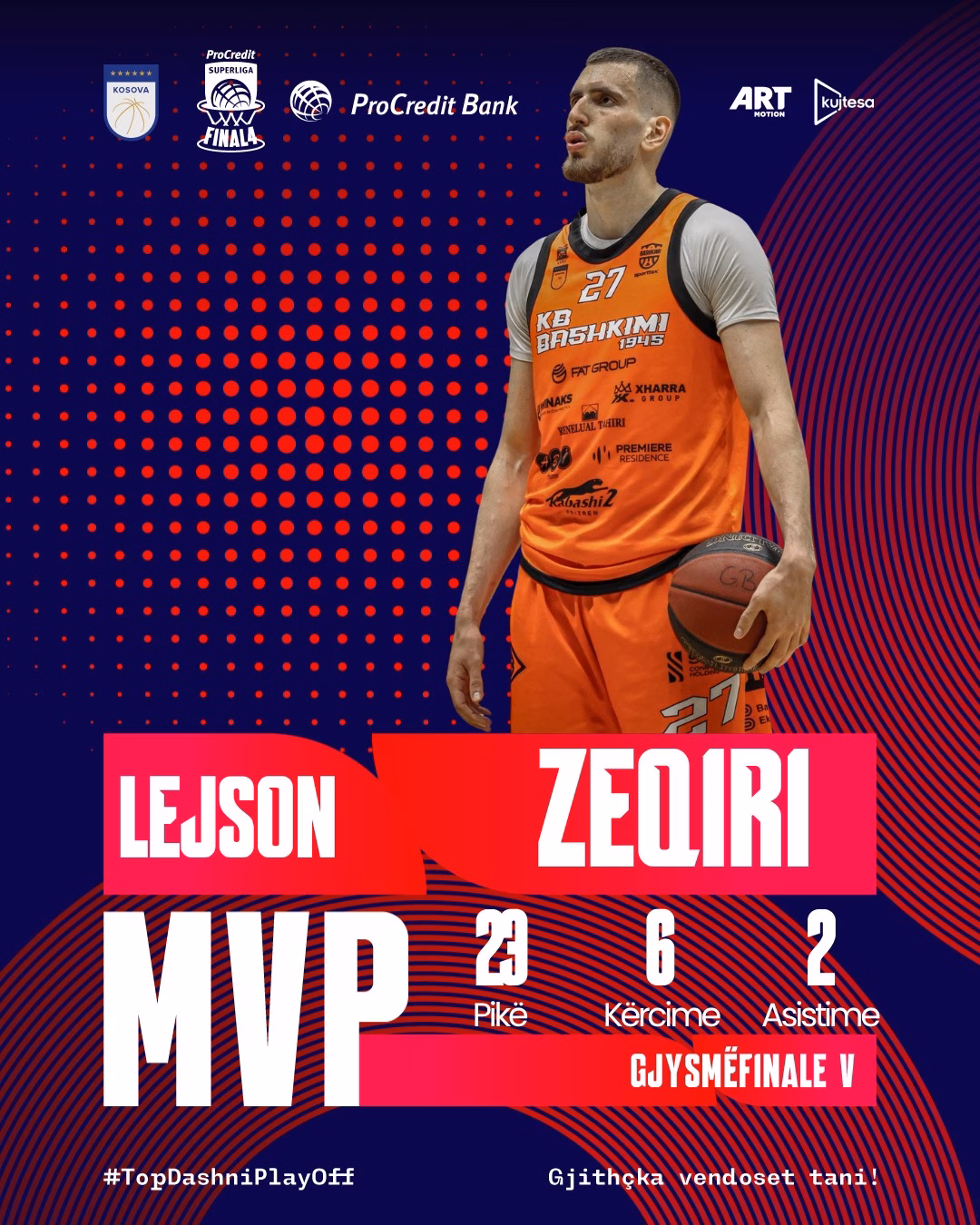 Lejson Zeqiri u shpall MVP i publikut në Superligën e Kosovës në basketboll.