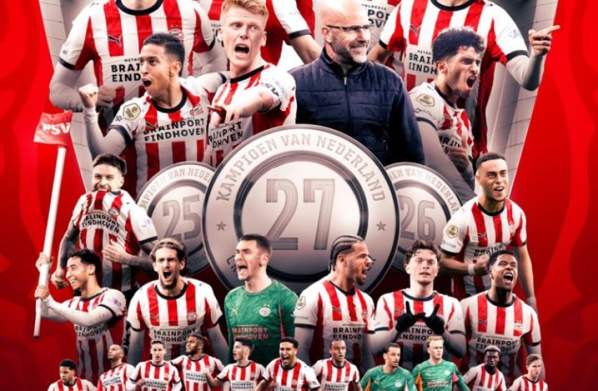 PSV Eindhoven shpallet kampione e Holandës për herë të 27-të, tri tituj radhazi