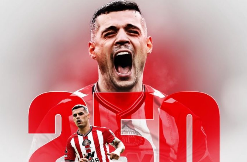 Granit Xhaka bëri paraqitjen e tij të 250-të në Premier League në fitoren e Sunderland ndaj Leeds United.