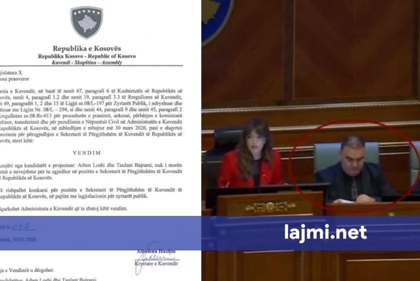 Kuvendi i Kosovës rishpall konkursin për sekretar pas dështimit të kandidatëve