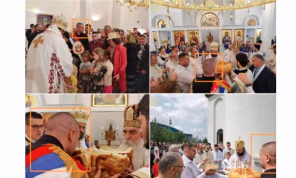 Momcilo Gajiq, i dyshuar për incidente raciste në Paris dhe Berlin, është parë në janar 2026 në Moskë në kishën “Shën Pjetri dhe Pali”.