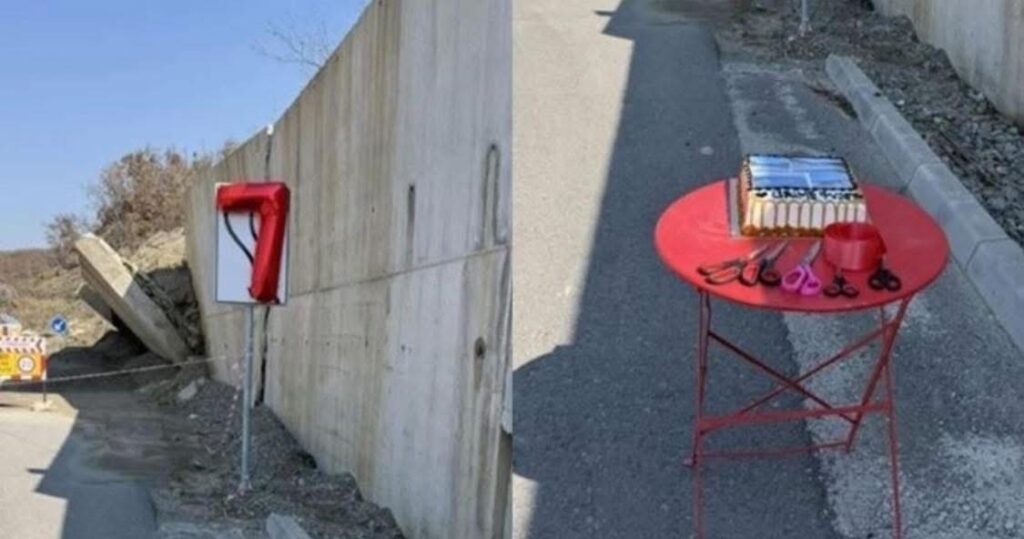 Qytetari proteston me tortë për rrugën Gjakovë-Dollc, 7 vite pa përfunduar