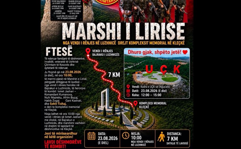 Marshi i Lirisë më 23 gusht do të përfshijë edhe dëshmorët Habib Zogaj dhe Gani Kastrati.