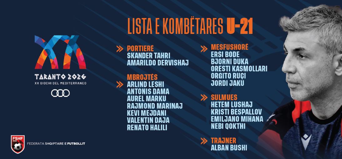 Alban Bushi zbulon 18 talentët e Kombëtares U-21 për Lojërat Mesdhetare “Taranto 2026”