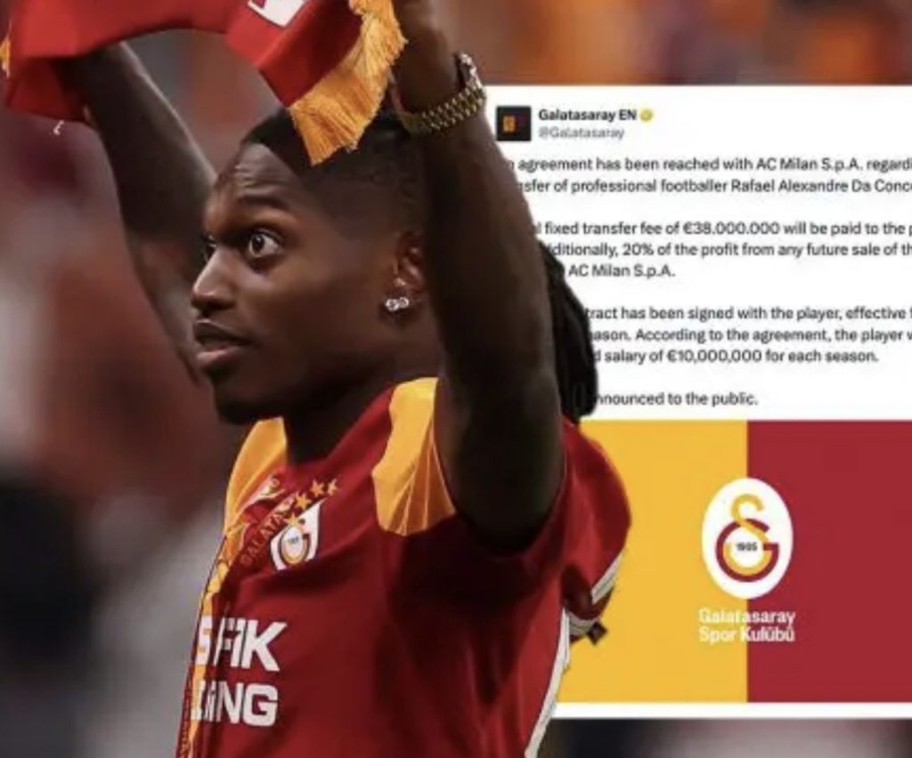 Rafael Leao transferohet te Galatasaray për 38 milionë euro me kontratë katërvjeçare dhe pagë 10 milionë euro në sezon.