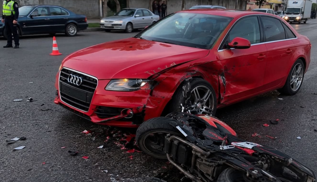 Audi i kuq godet qëllimisht motorin në Klinë, dy të rinj në spital dhe i dyshuari ndalohet