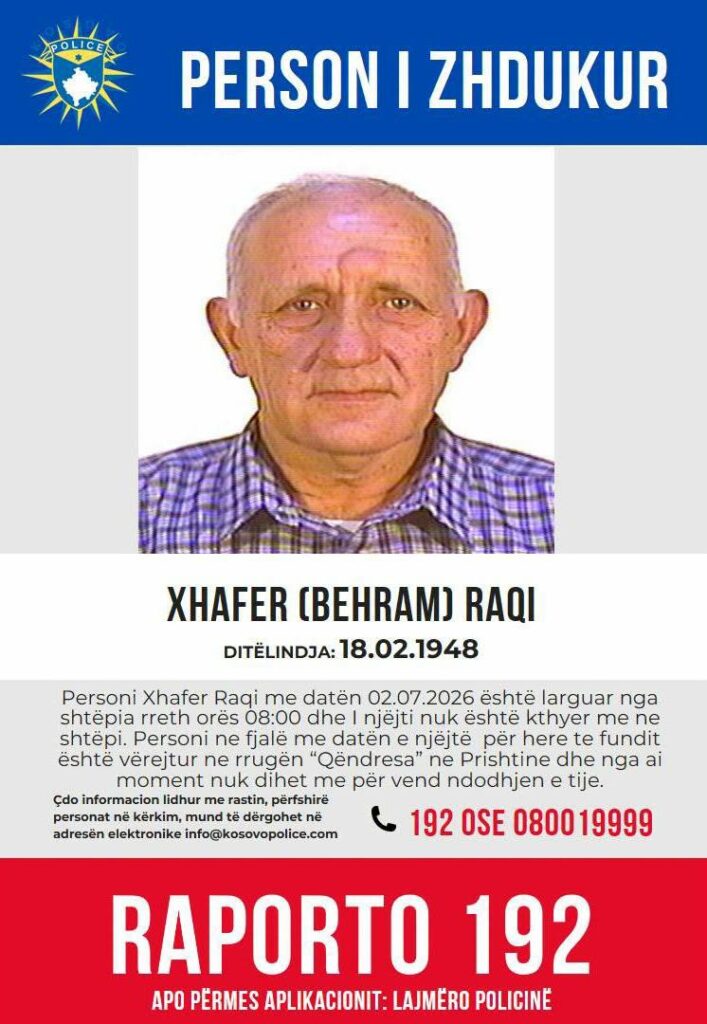 Ku është Xhafer Raqi? Policia kërkon ndihmën e qytetarëve për të zhdukurin nga korriku
