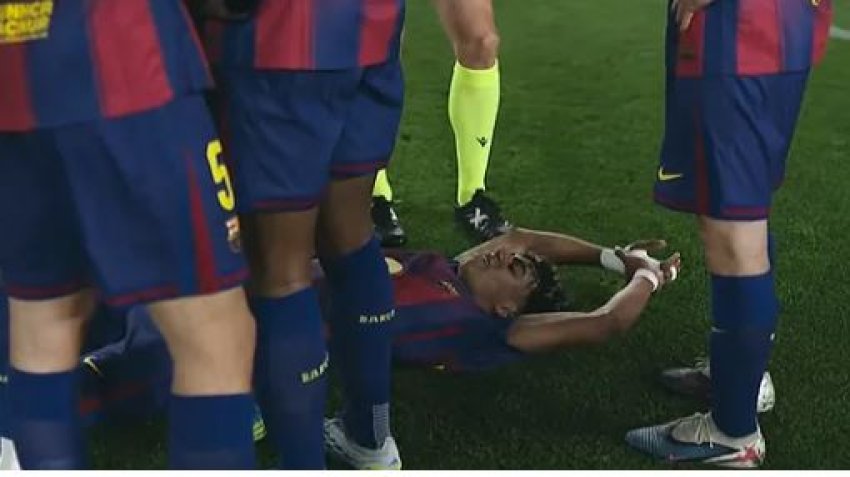 Lamine Yamal pësoi një lëndim muskular gjatë goditjes së penalltisë në ndeshjen e Barcelonës ndaj Celta Vigos dhe u detyrua të largohet nga loja.